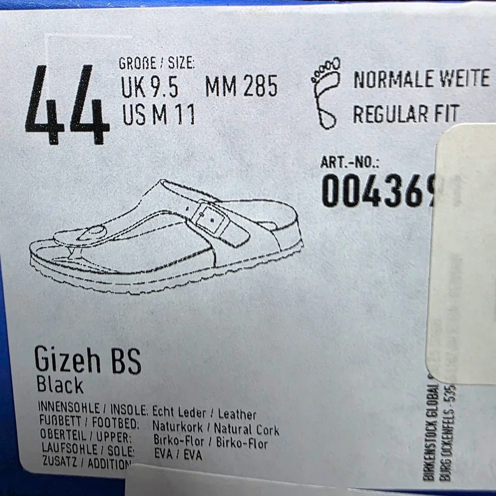 Birkenstock‎ Gizeh BS Black Birko-Flor Thong Sandals Mens 11 EU 44 New In Box
